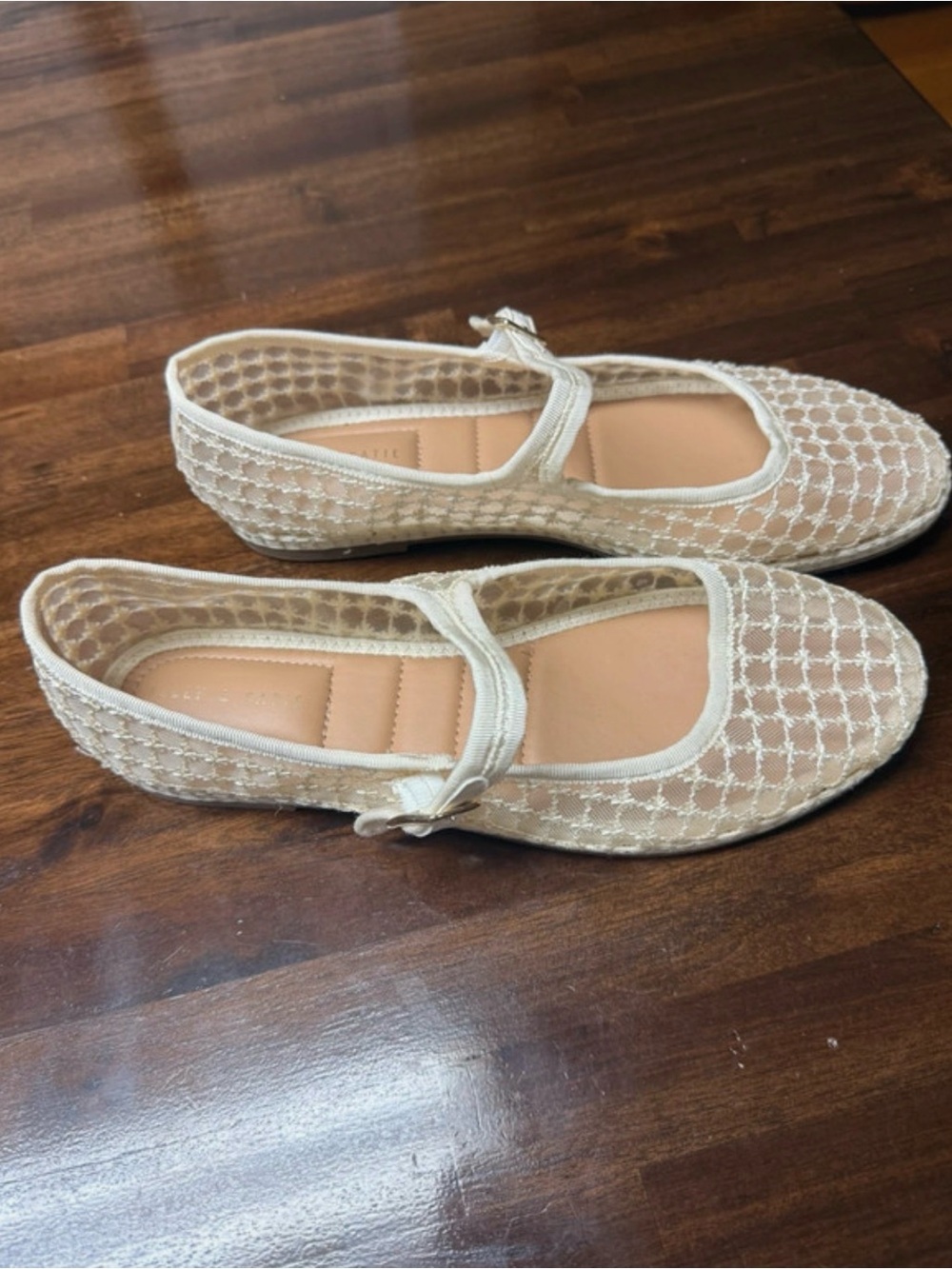 Kelly & Katie Cream Mesh Mary Jane Flats